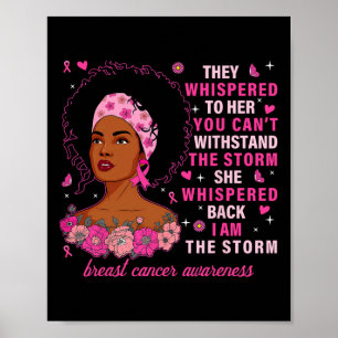 Affiche Je Suis La Tempête Femme Noire Cancer Du Sein Rose