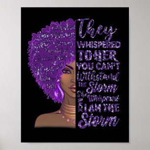 Affiche Je suis la tempête forte femme noire violette over