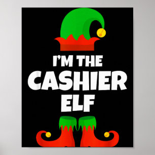Affiche Je suis le lutin caissier Famille Pyjama Noël Drôl