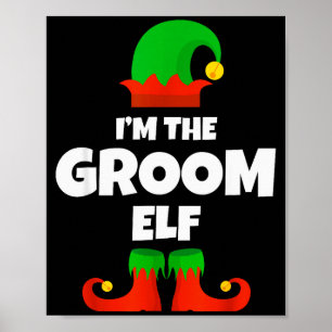 Affiche Je suis le marié lutin famille pyjama Noël drôle