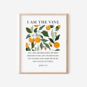 Affiche Je suis le Vin Jean 15:5 Bible chrétienne Art