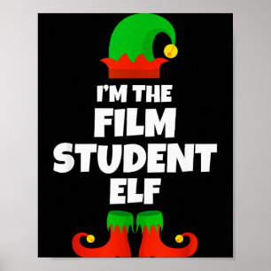 Affiche Je suis l'élève en cinéma elfe famille pyjama Noël