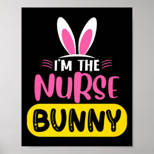 Affiche Je Suis L'infirmière Lapin Oreilles De Pâques Fun