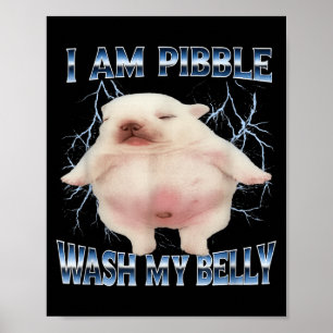 Affiche Je suis Pibble Lave Mon Ventre Drôle Chien Nettoie