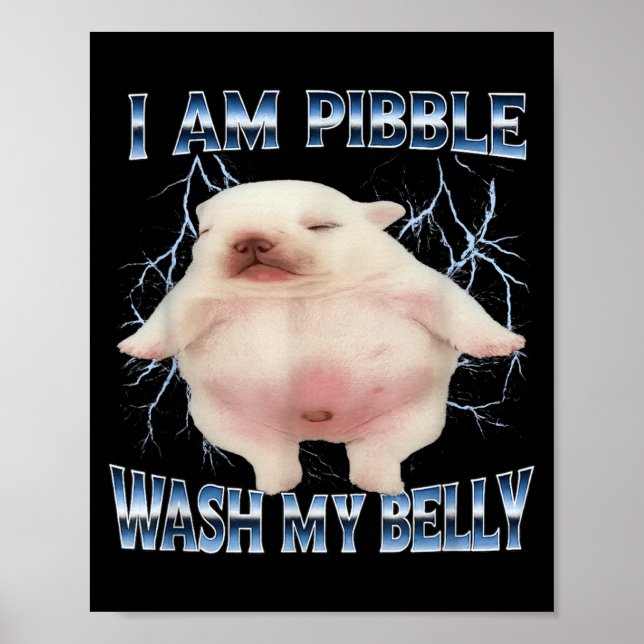 Affiche Je suis Pibble Lave Mon Ventre Drôle Chien Nettoie (Devant)