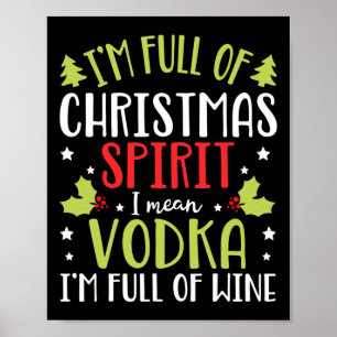 Affiche Je suis plein de Vodka Noël Drôle Cadeaux Vodka po