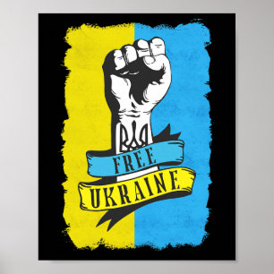 Affiche Je suis pour l'Ukraine libre Je soutiens le drapea