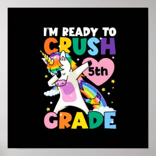 Affiche Je suis prêt à écraser 4e année Unicorne Coeur 1er