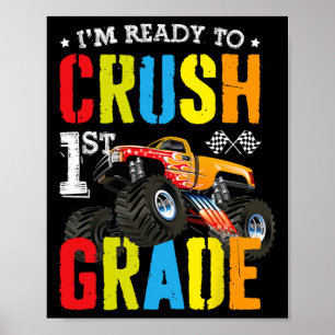 Affiche Je suis prêt à écraser le camion monstre garçon de