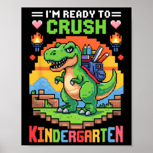 Affiche Je suis prêt à écraser le garçon gamer dinosaure d