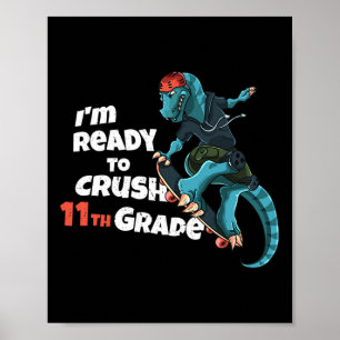 Affiche Je suis prêt à écraser le skateboard dinosaure de 