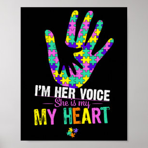 Affiche Je suis sa voix Elle est mon coeur Autisme Maman P
