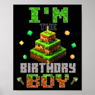 Affiche Je suis The Birthday Boy Party Video Gamer Pixel N