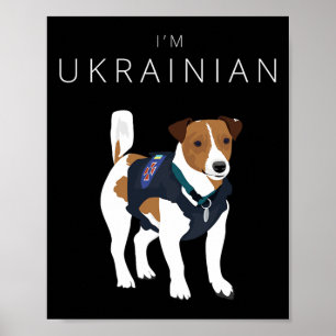Affiche Je suis ukrainien célèbre chien patron drapeau Ukr