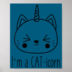 Affiche Je suis un chat-licorne mignon drôle chat licorne