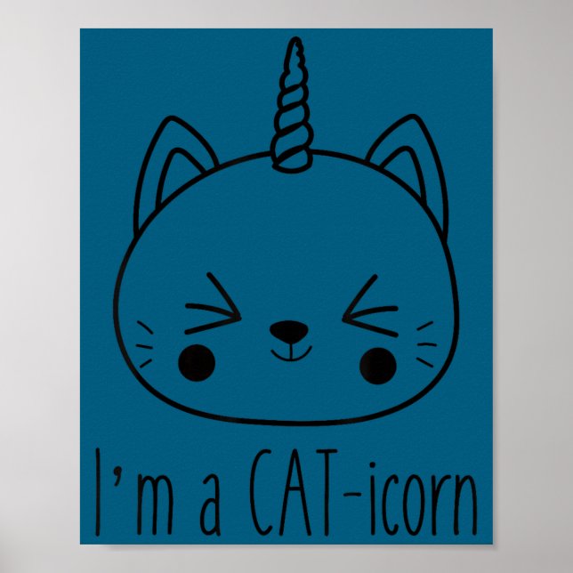 Affiche Je suis un chat-licorne mignon drôle chat licorne  (Devant)