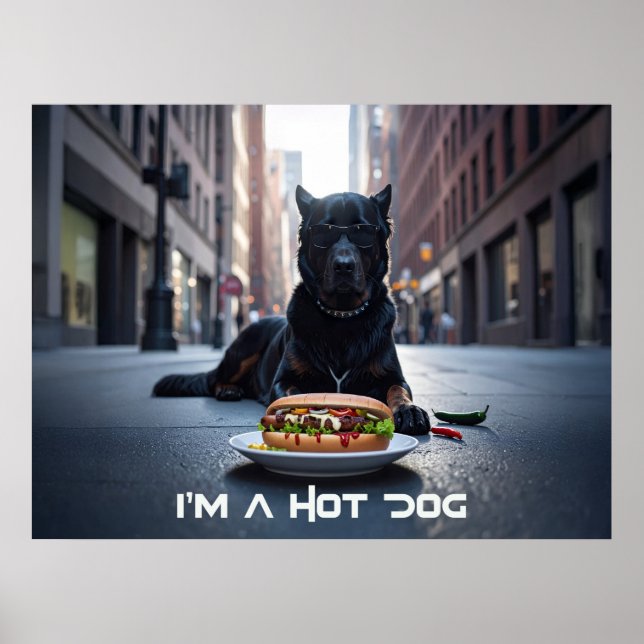 AFFICHE JE SUIS UN CHIEN CHAUD - CHILI DOG - (Devant)