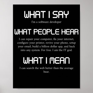 Affiche Je suis un développeur de logiciels programmation