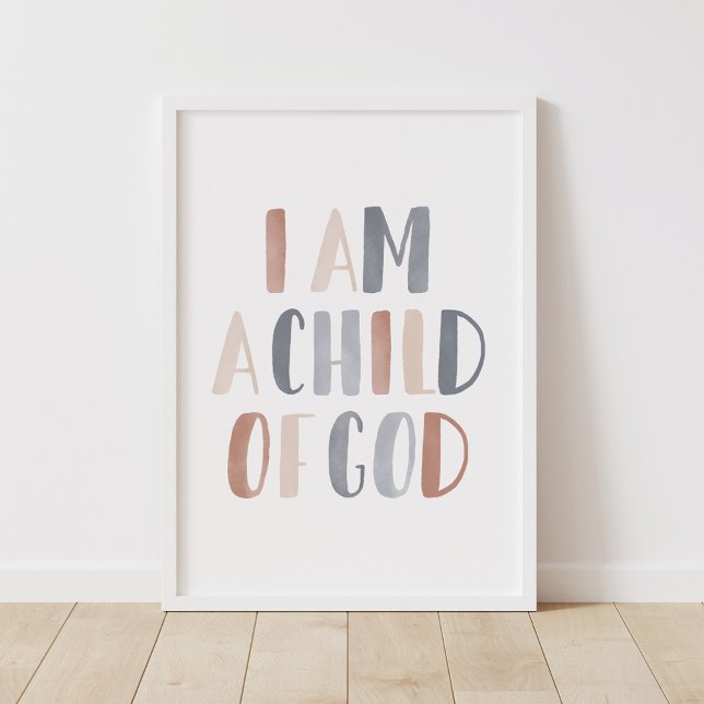 Affiche Je suis un enfant de Dieu Boho Kids Room Decor (Créateur téléchargé)