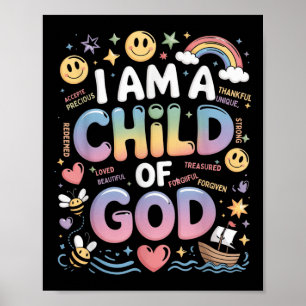Affiche Je suis un enfant de Dieu Christian Retro Jésus Fo
