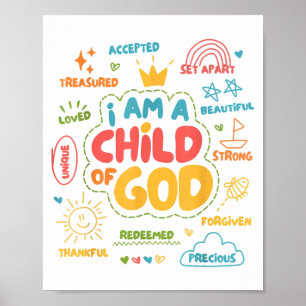 Affiche Je suis un enfant de Dieu Christian Retro Jésus Fo