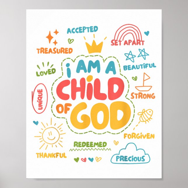 Affiche Je suis un Enfant de Dieu Rétro chrétien Jésus Foi (Devant)