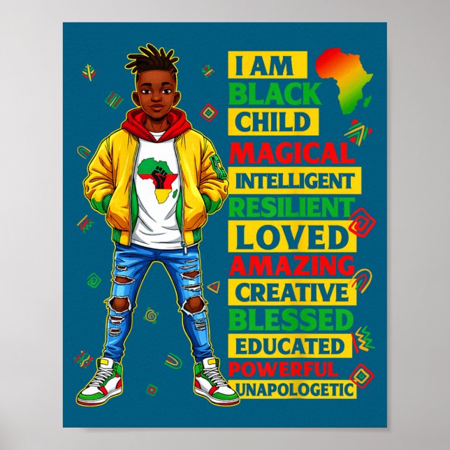 Affiche Je suis un garçon noir mois de l'histoire afro-amé (Devant)