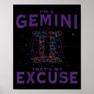 Affiche Je Suis Un Gemini Zodiac Sign Graphisme Art Twins 