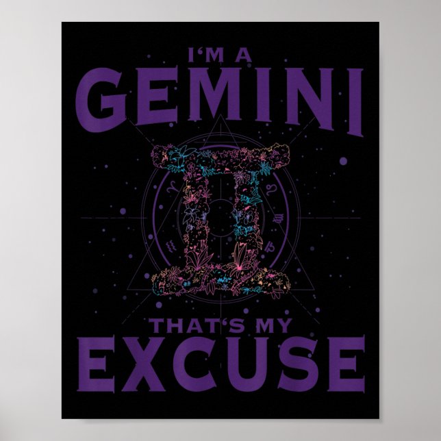 Affiche Je Suis Un Gemini Zodiac Sign Graphisme Art Twins  (Devant)