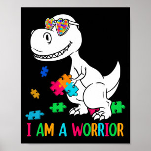 Affiche Je Suis Un Guerrier Autisme Famille Dinosaure Auti