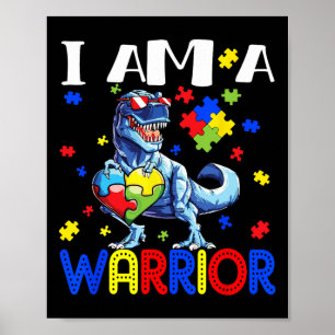 Affiche Je Suis Un Guerrier Autisme Garçons Famille Dinosa