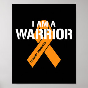 Affiche Je Suis Un Guerrier Orange Ribbon Leucémie Sensibi