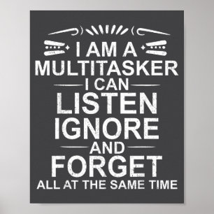 Affiche Je suis un multitâche multitâche drôle sarcasme di