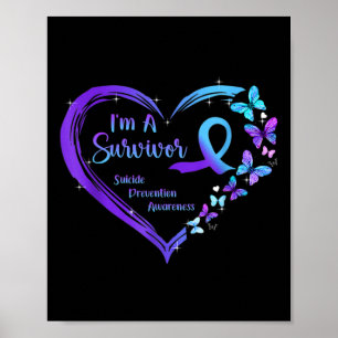 Affiche Je suis Un Survivant Beurre Coeur Prévention du Su