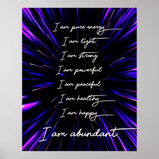 Affiche Je Suis Une Abondante Affirmations Positives