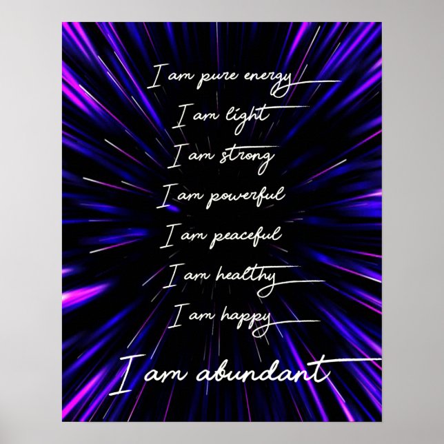 Affiche Je Suis Une Abondante Affirmations Positives (Devant)