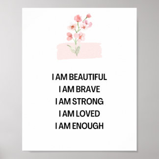Affiche Je suis une belle affirmation positive