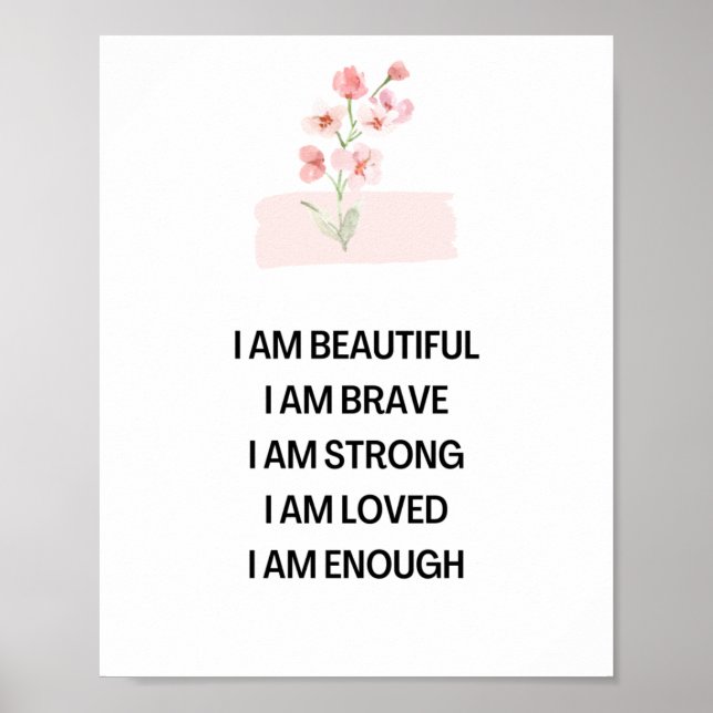 Affiche Je suis une belle affirmation positive (Devant)