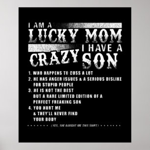 Affiche Je Suis Une Chanceuse Maman J'Ai Un Fils Fou