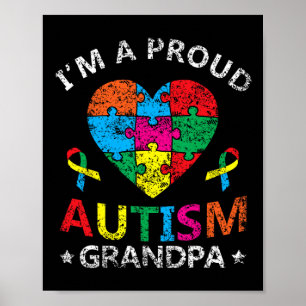 Affiche Je suis une fière autisme grand-père de soutien Au
