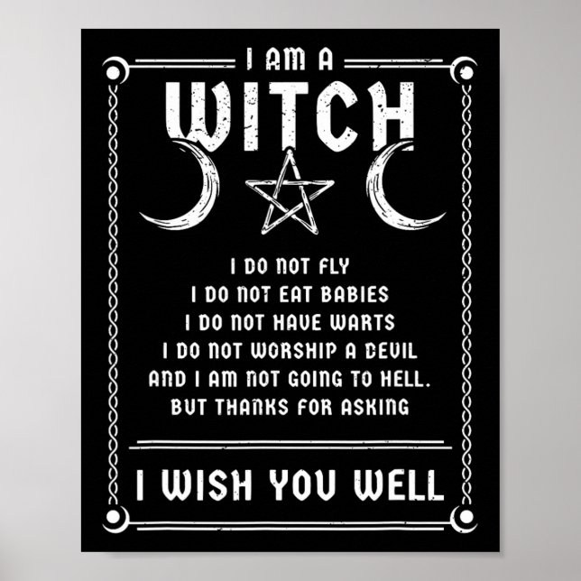 Affiche Je Suis Une Sorcière Wicca Halloween Costume Pagan (Devant)