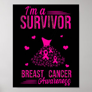 Affiche Je suis une survivante rose Ruban femmes cancer du