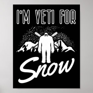 Affiche Je suis Yeti pour le ski de neige pour une skieuse
