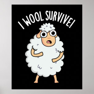Affiche Je survivrai Mouton drôle de jeu de mots Fond somb