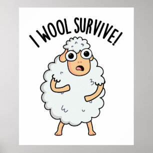 Affiche Je survivrai Mouton drôle de jeu de mots laine