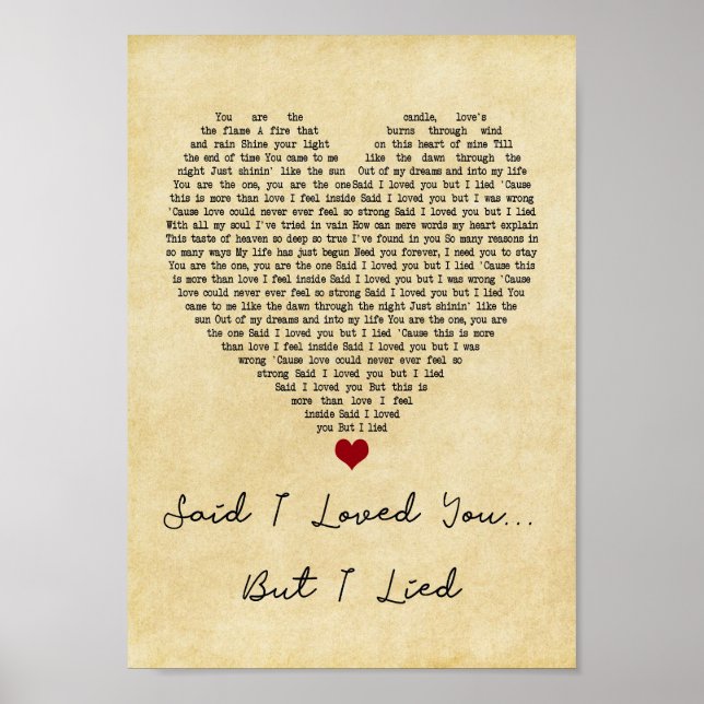 Affiche Je T'Aimais... Mais J'Ai Menti Chanson De Coeur Vi (Devant)