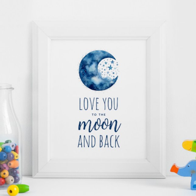 Affiche Je t'aime à la lune et au retour. Baby boy Nursery (Créateur téléchargé)
