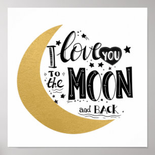 Affiche Je t'aime à la Lune et le Bébé du dos