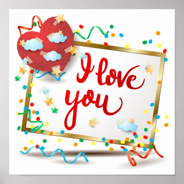 Affiche Je t'aime avec le coeur rouge (Devant)