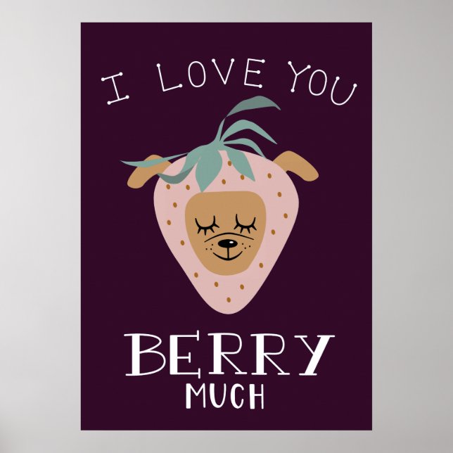Affiche Je t'aime BERRY beaucoup Chien aux fraises (Devant)